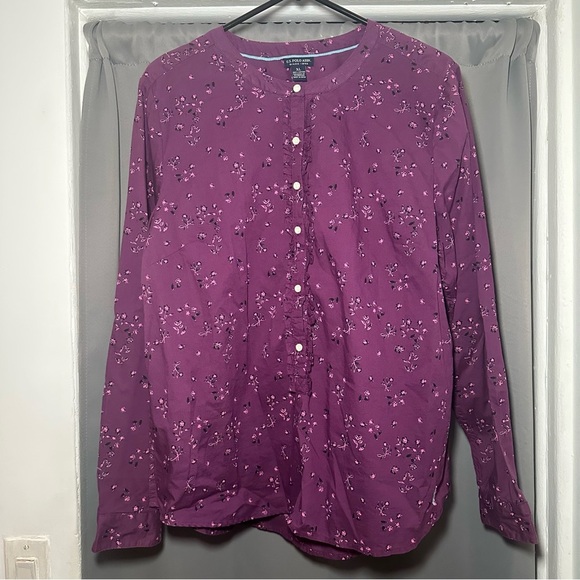 US Polo Assn Purple Floral Button-Up Women's Top XL - Picture 1 of 11